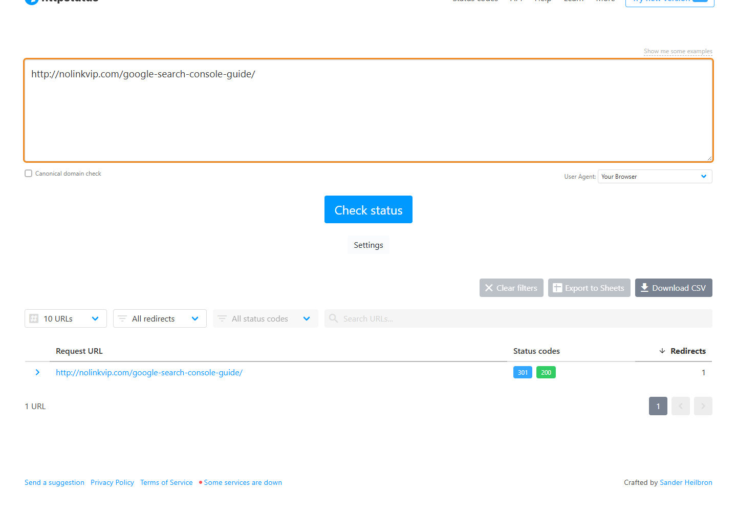 HTTPStatus 对本站公开文章 HTTP 地址检测得到一次 301 跳转并最终返回 200 的真实结果
