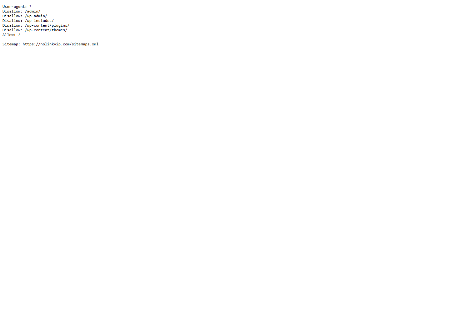 2026 年 8 月 17 日 nolinkvip.com 实际 robots.txt 文件内容