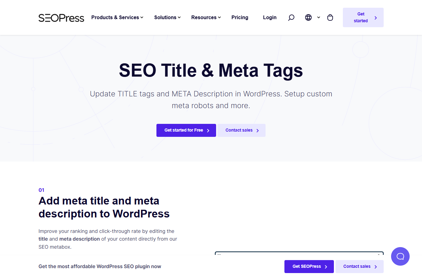 2026 年 8 月 SEOPress 官方 SEO Title and Meta Tags 功能页面