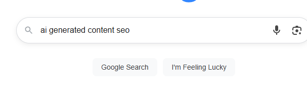 2026年9月17日在Google搜索框输入ai generated content seo进行需求研究的真实截图