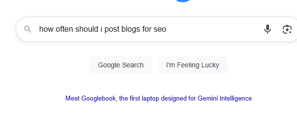 2026年9月22日在Google输入how often should I post blogs for SEO的真实截图