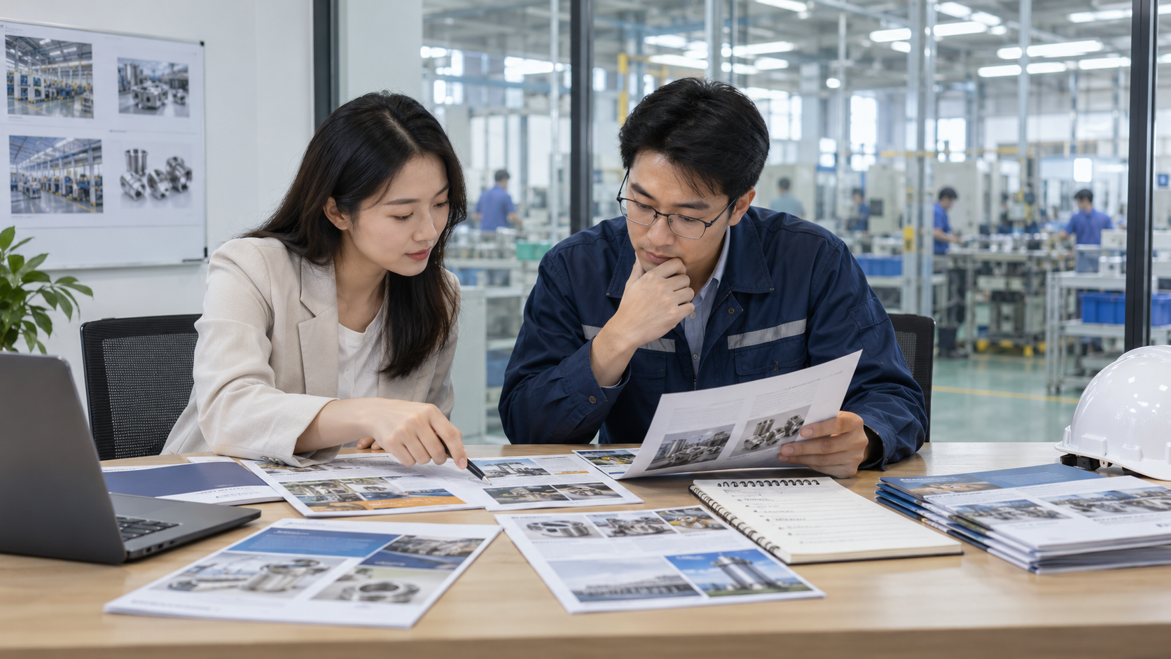 外贸市场人员与工厂产品工程师共同审核真实行业目录资料和提交机会的原创配图