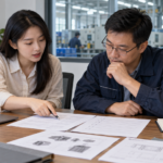 外贸市场人员与工厂工程师共同审核赞助合作条款和链接政策的原创配图