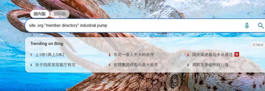 2026年10月8日在Bing输入site点org member directory industrial pump的真实操作截图